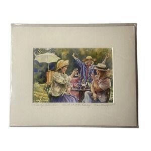 Fran Mangino Signed Mid Life Celebration Art Print Matted Women Wine Art